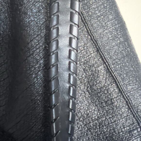 AllSaints Purse Bag Large Hobo Black Leather Textured Canvas Shoulder Crossbody - Picture 6 of 11